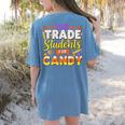 Teacher Cute Will Trade Students For Candy Halloween Costume Women's Comfort Colors T-Shirt Back Print Blue Jean