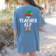 The Teacher Elf Matching Family Christmas Women's Comfort Colors T-Shirt Back Print Blue Jean The Teacher Elf Matching Family Christmas Women's Comfort Colors T-Shirt Back Print Blue Jean