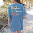 Teacher Kindness Compassion Confidence Teaching Women's Comfort Colors T-Shirt Back Print Blue Jean Teacher Kindness Compassion Confidence Teaching Women's Comfort Colors T-Shirt Back Print Blue Jean
