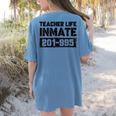 Teacher Life Jail Inmate Prisoner Halloween Costume Women's Comfort Colors T-Shirt Back Print Blue Jean