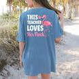 This Teacher Loves Her Flock Teaching Flamingo Girl Women's Comfort Colors T-Shirt Back Print Blue Jean This Teacher Loves Her Flock Teaching Flamingo Girl Women's Comfort Colors T-Shirt Back Print Blue Jean