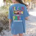 Teacher Of Pre K Superheroes Teacher New School Year Men Women Women's Comfort Colors T-Shirt Back Print Blue Jean