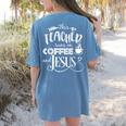 This Teacher Runs On Coffee And Jesus T Shirt Christian Tees Women's Comfort Colors T-Shirt Back Print Blue Jean This Teacher Runs On Coffee And Jesus T Shirt Christian Tees Women's Comfort Colors T-Shirt Back Print Blue Jean