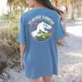 Teacher-Saurus Dinosaur Teacher Design T-Rex Design Women's Comfort Colors T-Shirt Back Print Blue Jean