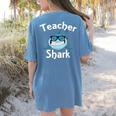 Teacher Shark Teacher For Men Women Women's Comfort Colors T-Shirt Back Print Blue Jean