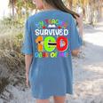 My Teacher Survived 100 Days Of Me 100 Days Of School Women's Comfort Colors T-Shirt Back Print Blue Jean