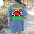 Teacher Teachers Love Brains Skeleton Hand Heart Halloween Women's Comfort Colors T-Shirt Back Print Blue Jean Teacher Teachers Love Brains Skeleton Hand Heart Halloween Women's Comfort Colors T-Shirt Back Print Blue Jean