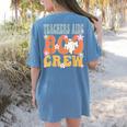 Teachers Aide Boo Crew Ghost Groovy Halloween For Women Women's Comfort Colors T-Shirt Back Print Blue Jean