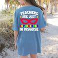 Teachers Are Just Superheroes In Disguise School Women's Comfort Colors T-Shirt Back Print Blue Jean