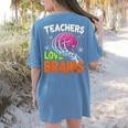 Teachers Love Brains Halloween 2025 Skeleton Costume Women's Comfort Colors T-Shirt Back Print Blue Jean Teachers Love Brains Halloween 2025 Skeleton Costume Women's Comfort Colors T-Shirt Back Print Blue Jean