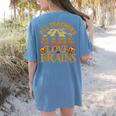 All Teachers Love Brains School Halloween Costume Women's Comfort Colors T-Shirt Back Print Blue Jean