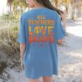 All Teachers Love Brains Shirt Halloween Teacher Women's Comfort Colors T-Shirt Back Print Blue Jean All Teachers Love Brains Shirt Halloween Teacher Women's Comfort Colors T-Shirt Back Print Blue Jean