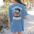 Teachers Love Brains Shirt Men Women Teacher Halloween Women's Comfort Colors T-Shirt Back Print Blue Jean Teachers Love Brains Shirt Men Women Teacher Halloween Women's Comfort Colors T-Shirt Back Print Blue Jean
