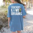 Teachers Love Brains Zombie Halloween Hilarious Women's Comfort Colors T-Shirt Back Print Blue Jean Teachers Love Brains Zombie Halloween Hilarious Women's Comfort Colors T-Shirt Back Print Blue Jean