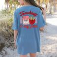 Teaching Is My Jam Cute Strawberry For Women Teachers Women's Comfort Colors T-Shirt Back Print Blue Jean
