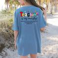 Teaching Is My Ministry God Christian Teacher Back To School Women's Comfort Colors T-Shirt Back Print Blue Jean