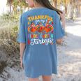 Thankful For My Kindergarten Turkeys Thanksgiving Teacher Women's Comfort Colors T-Shirt Back Print Blue Jean Thankful For My Kindergarten Turkeys Thanksgiving Teacher Women's Comfort Colors T-Shirt Back Print Blue Jean