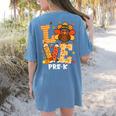 Thanksgiving Love Pre-K Teacher Turkey Autumn Fall For Men Women Girls Kids Women's Comfort Colors T-Shirt Back Print Blue Jean