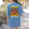 Thanksgiving I Teach Coolest Turkeys Teacher Fall Women Men Women's Comfort Colors T-Shirt Back Print Blue Jean Thanksgiving I Teach Coolest Turkeys Teacher Fall Women Men Women's Comfort Colors T-Shirt Back Print Blue Jean
