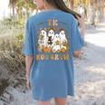 TK Boo Crew Preppy Halloween Floral Ghost TK Teacher Team TK Women's Comfort Colors T-Shirt Back Print Blue Jean TK Boo Crew Preppy Halloween Floral Ghost TK Teacher Team TK Women's Comfort Colors T-Shirt Back Print Blue Jean