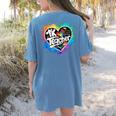 TK Teacher Transitional Kindergarten Heart Back To School Women's Comfort Colors T-Shirt Back Print Blue Jean