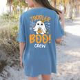 Toddler Boo Crew Babysitters Daycare Teacher Halloween Party Women's Comfort Colors T-Shirt Back Print Blue Jean
