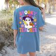 Trick Or Teach Spooky Teacher Ghost Halloween Teacher Women's Comfort Colors T-Shirt Back Print Blue Jean Trick Or Teach Spooky Teacher Ghost Halloween Teacher Women's Comfort Colors T-Shirt Back Print Blue Jean
