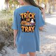 Trick Or Tray Halloween Cafeteria Teacher School Women's Comfort Colors T-Shirt Back Print Blue Jean Trick Or Tray Halloween Cafeteria Teacher School Women's Comfort Colors T-Shirt Back Print Blue Jean