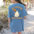 Will Give Math Advice For Candy Math Ghost Teacher Halloween Women's Comfort Colors T-Shirt Back Print Blue Jean