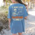 I Won't Stop Haunting Me Skeleton 6 7 Meme Teachers Women's Comfort Colors T-Shirt Back Print Blue Jean