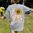 4th Grade Teacher Love Autumn Fall Sunflower Appreciation Women's Comfort Colors T-Shirt Back Print Grey