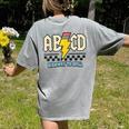 ABCD Highway To Spell Pencil Teacher & Student Font Me Women's Comfort Colors T-Shirt Back Print Grey