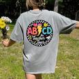 ABCD The Teacher Tour Back To School First Day Of School Women's Comfort Colors T-Shirt Back Print Grey