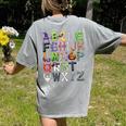 ABCs Alphabet Halloween Learning Kindergarten Teachers Women's Comfort Colors T-Shirt Back Print Grey ABCs Alphabet Halloween Learning Kindergarten Teachers Women's Comfort Colors T-Shirt Back Print Grey