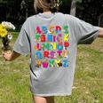 Alphabet Animals ABCs Zoo Kids Boys Girls Teacher Women's Comfort Colors T-Shirt Back Print Grey