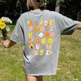 Alphabet Turkey Thanksgiving Costume Preschool Teacher Men Women Women's Comfort Colors T-Shirt Back Print Grey