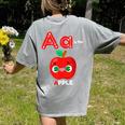 A Is For Apple Pre-K Kindergarten Teacher Student Women's Comfort Colors T-Shirt Back Print Grey