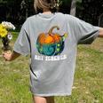 Art Teacher Pumpkin Halloween Night Men Women Women's Comfort Colors T-Shirt Back Print Grey