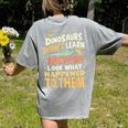 Back To School Dinosaur Social Studies Teacher Student Women's Comfort Colors T-Shirt Back Print Grey Back To School Dinosaur Social Studies Teacher Student Women's Comfort Colors T-Shirt Back Print Grey