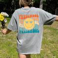 Back To School Groovy Smile Preschool Teachers Students Kids Women's Comfort Colors T-Shirt Back Print Grey