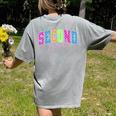 Back To School Neon Checkered Second Grade Colorful Teacher Women's Comfort Colors T-Shirt Back Print Grey