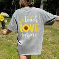 Back To School Teach Love And Inspire Teacher Sunflower Women's Comfort Colors T-Shirt Back Print Grey Back To School Teach Love And Inspire Teacher Sunflower Women's Comfort Colors T-Shirt Back Print Grey