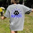 Blue Bobcats School Spirit Coquette Bow Mascot Teacher Women's Comfort Colors T-Shirt Back Print Grey