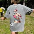 Book Lover Cute Flamingo Reading Teacher Librarian Women Women's Comfort Colors T-Shirt Back Print Grey