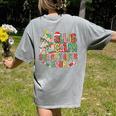 Book Tree All Is Calm Said No Teacher Ever Christmas Women's Comfort Colors T-Shirt Back Print Grey