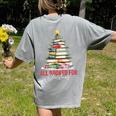 All Booked For Christmas Xmas Tree Teacher Holiday Pajamas Women's Comfort Colors T-Shirt Back Print Grey All Booked For Christmas Xmas Tree Teacher Holiday Pajamas Women's Comfort Colors T-Shirt Back Print Grey