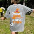 My Broom Broke So Now I Teach Halloween Teacher Women's Comfort Colors T-Shirt Back Print Grey