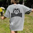 Bulldogs Teacher Student School Sports Fan Team Spirit Women's Comfort Colors T-Shirt Back Print Grey