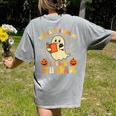 You Can't Scare Me I Teach 5th Grade Teacher Halloween Ghost Women's Comfort Colors T-Shirt Back Print Grey