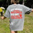 Childcare My Heart Belongs To Children Daycare Teacher Men Women Women's Comfort Colors T-Shirt Back Print Grey
